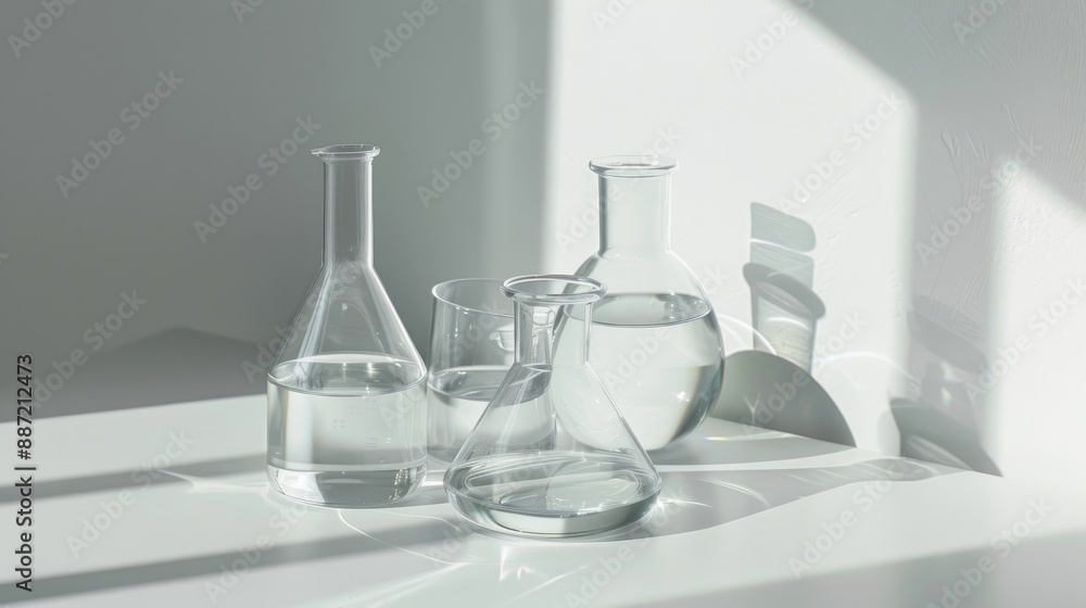 Laboratory glass on white surface Laboratory glass on white surface