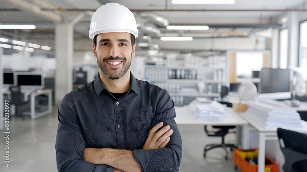 Male engineer feeling proud at an office on World Engineers' Day, more clarity with clear light and sharp focus, high detailed Male engineer feeling proud at an office on World Engineers' Day, more clarity with clear light and sharp focus, high detailed