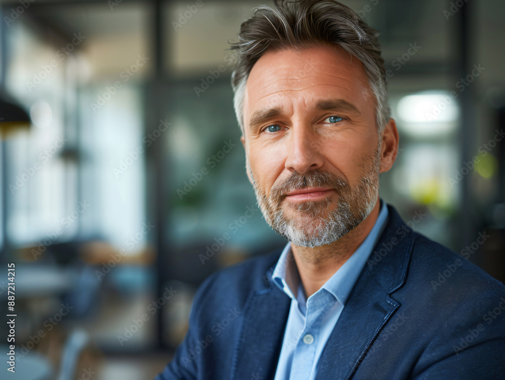 Confident Mature Businessman in Office Setting Confident Mature Businessman in Office Setting