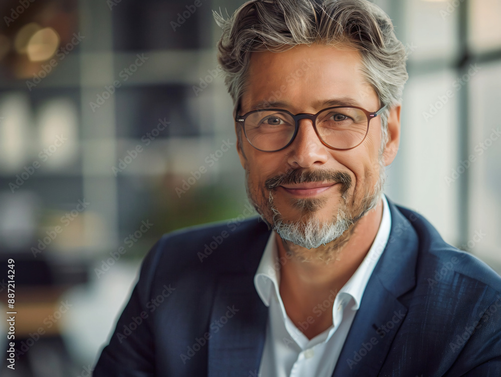 Confident Mature Businessman in Office Setting Confident Mature Businessman in Office Setting