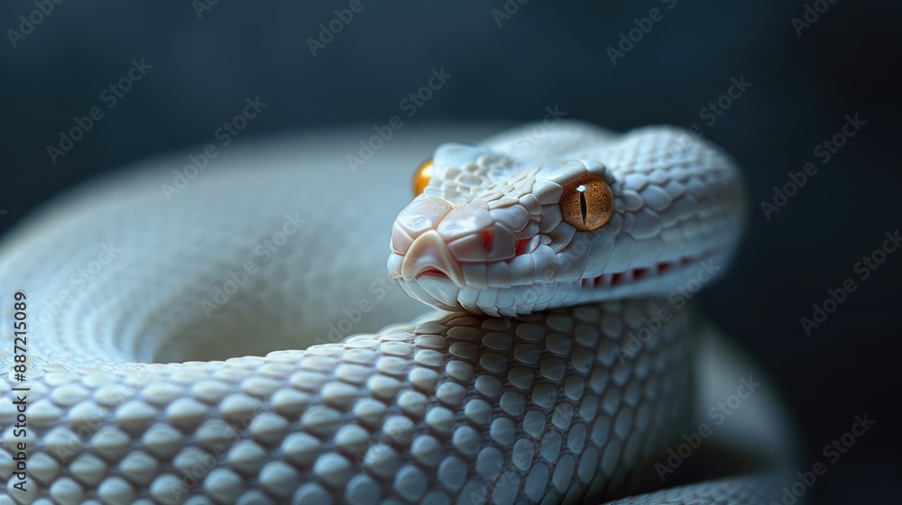 Fototapeta premium White house snake isolated on dark backdrop