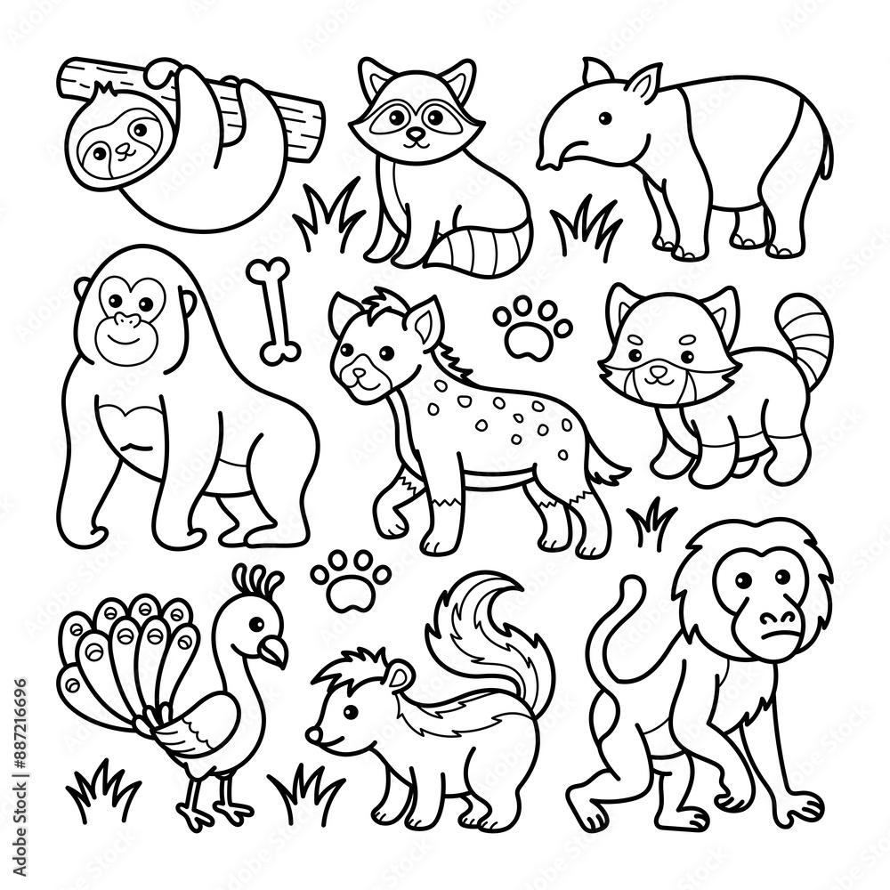 Obraz premium Handdrawn doodle illustration of animals