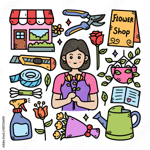 Florist Doodle Illustration