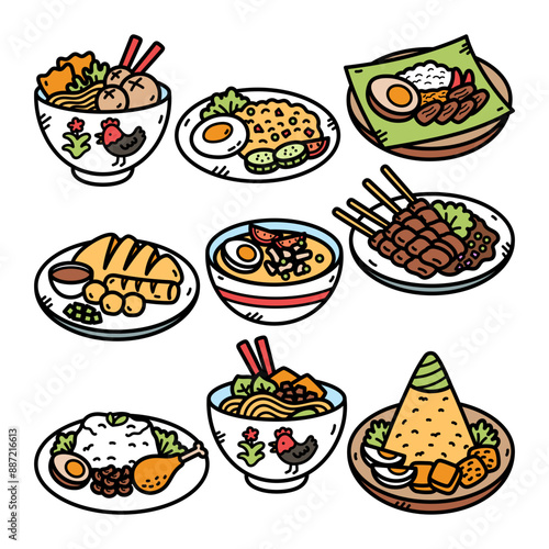 Indonesian Food Doodle Illustration photo