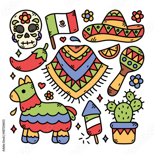 Viva Mexico Handdrawn Doodle Illustration