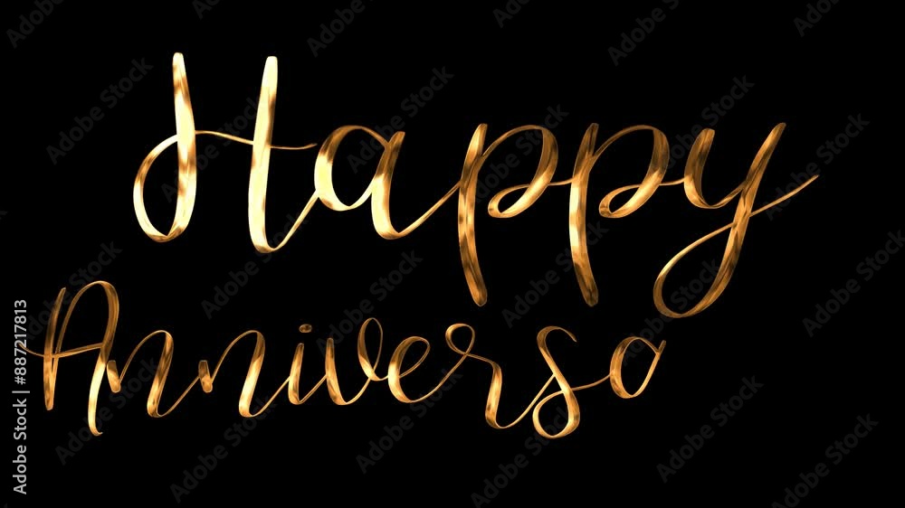 Golden script text saying Happy Anniversary on black background suitable for anniversary greetings, social media posts, invitations, and celebration designs Golden script text saying Happy Anniversary on black background suitable for anniversary greetings, social media posts, invitations, and celebration designs