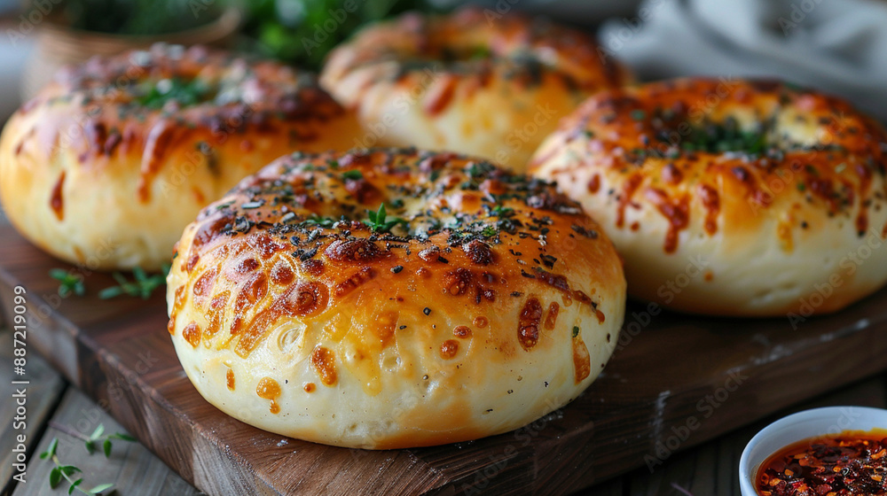 Baked buns with cheese and herbs on a wooden board.
generativa IA Baked buns with cheese and herbs on a wooden board.
generativa IA