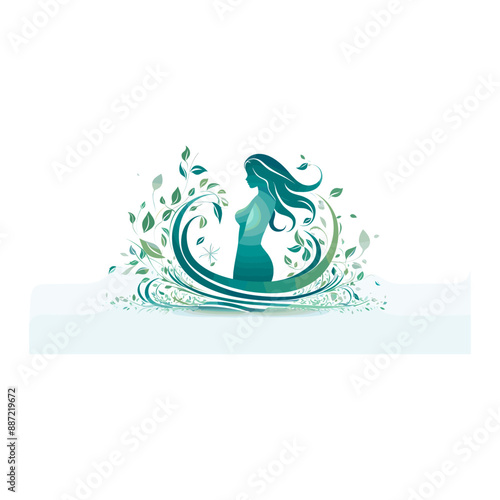 Showcase a logo vector without text inspired by the beauty of nature, with floral motifs and organic shapes on a blank white background