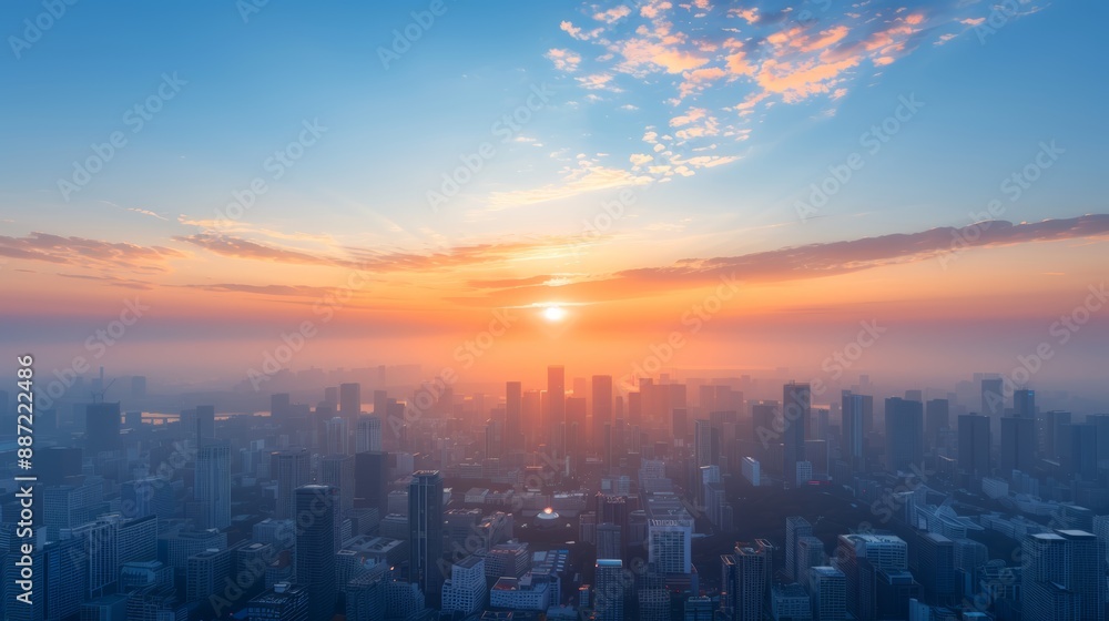 Sunrise Over Modern City Skyline,stunning sunrise illuminating a sprawling modern city skyline with skyscrapers under a vibrant and colorful sky. Sunrise Over Modern City Skyline,stunning sunrise illuminating a sprawling modern city skyline with skyscrapers under a vibrant and colorful sky.