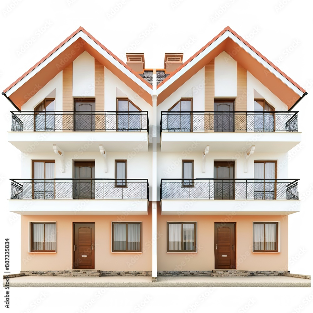 Quadruplex House Isolated on White Background Quadruplex House Isolated on White Background