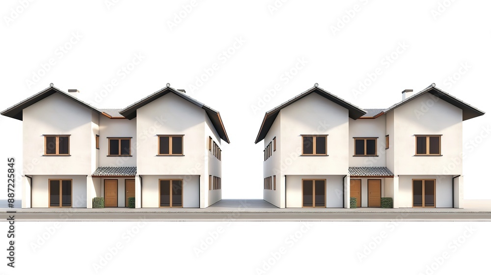Quadruplex House Isolated on White Background Quadruplex House Isolated on White Background
