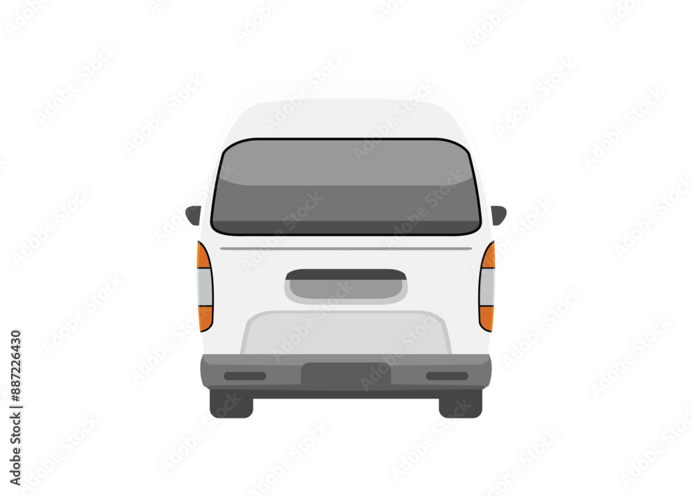Minibus car. Rear view. Simple flat illustration. Minibus car. Rear view. Simple flat illustration.
