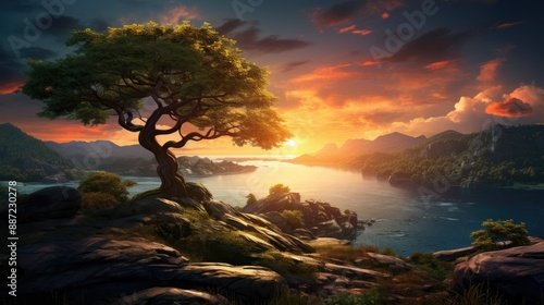 beautiful nature landscape panoramic photo