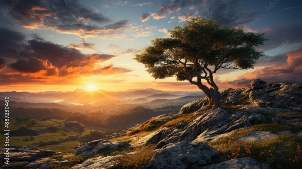 Fototapeta premium beautiful nature landscape panoramic photo