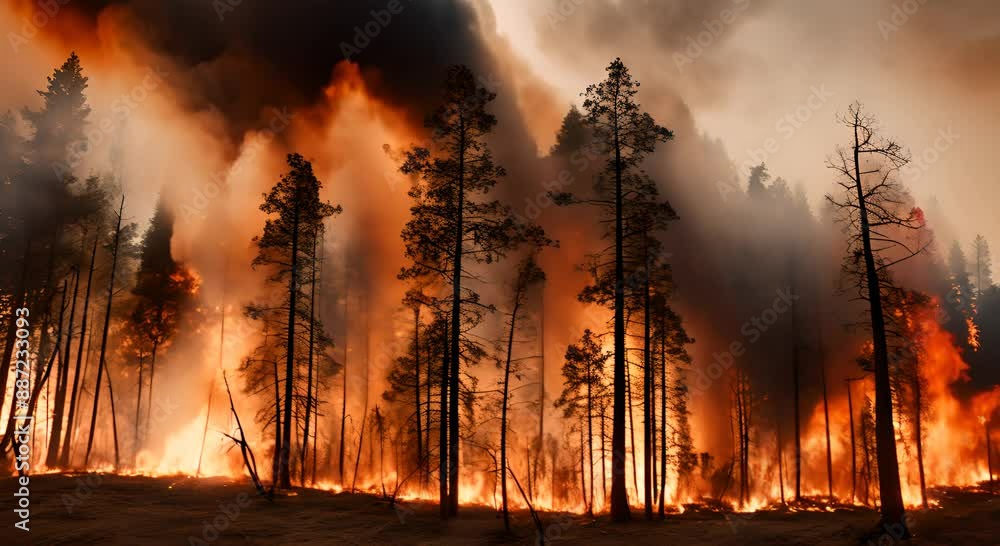 Forest Fire Engulfs Trees in Wildfire Blaze
Forest Fire Engulfs Trees in Wildfire Blaze