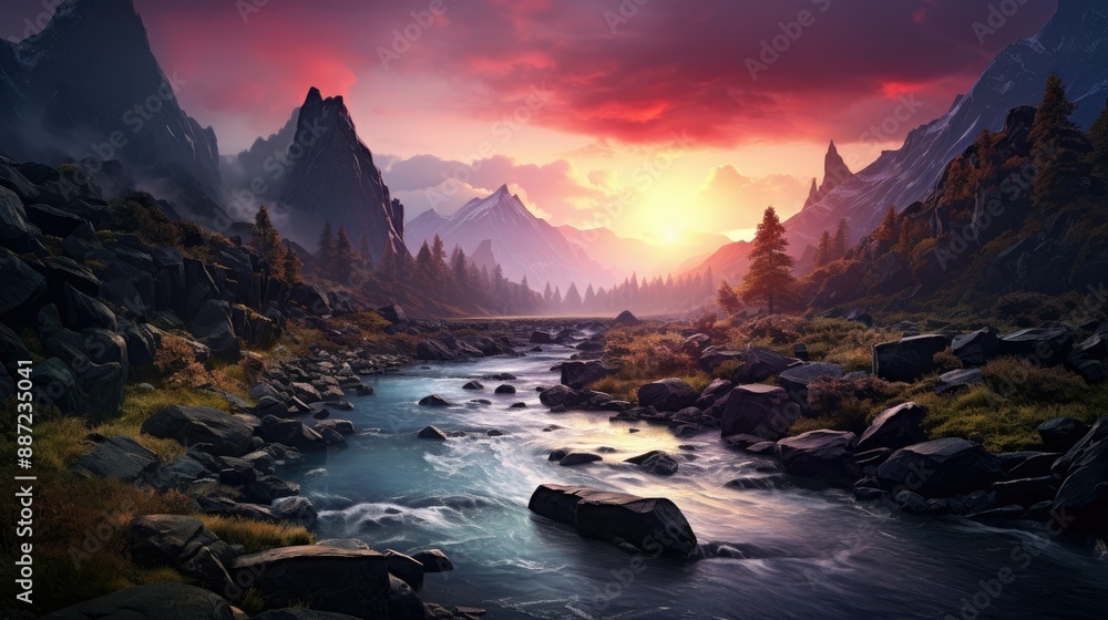 Obraz premium beautiful nature landscape panoramic photo