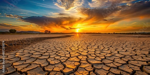Cracked mud in desert flood plain at sunset, cracked, mud, desert, flood plain, sunset, golden, background, texture, dry, arid