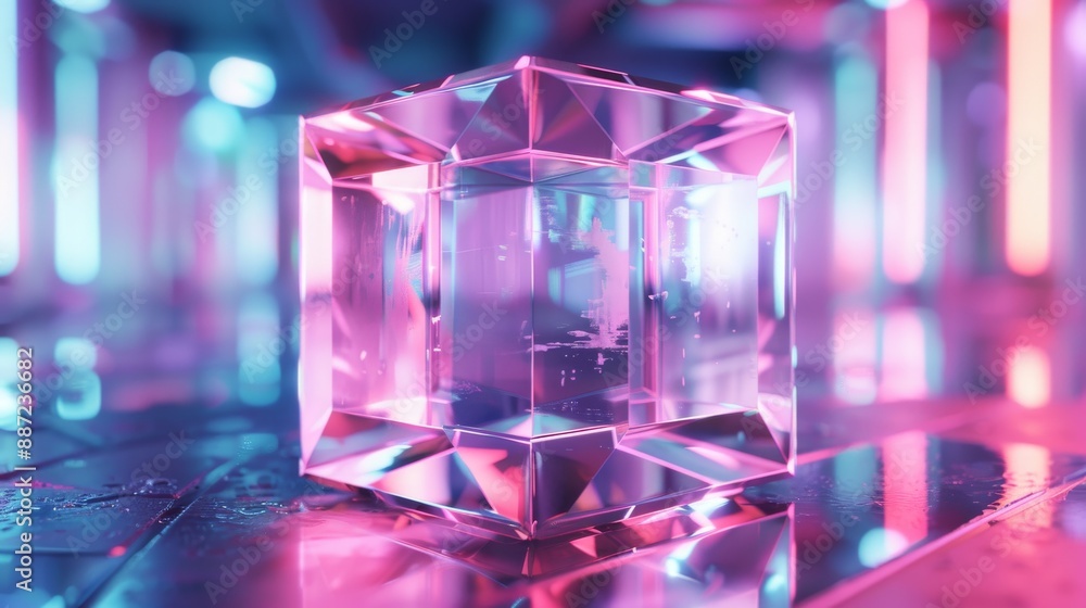 a small 3D plastic box, crystal clear glass material a small 3D plastic box, crystal clear glass material