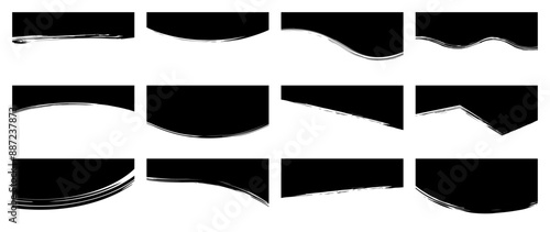 仕切り形状のテンプレート　筆　ブラシ　黒　dividers shapes 抽象的な形　セット