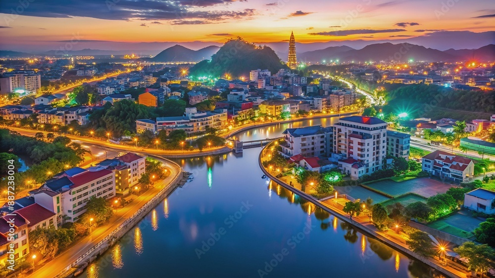 Dong Hoi City Night, Quang Binh Province, Viet Nam, February, 2017 Dong Hoi City Night, Quang Binh Province, Viet Nam, February, 2017