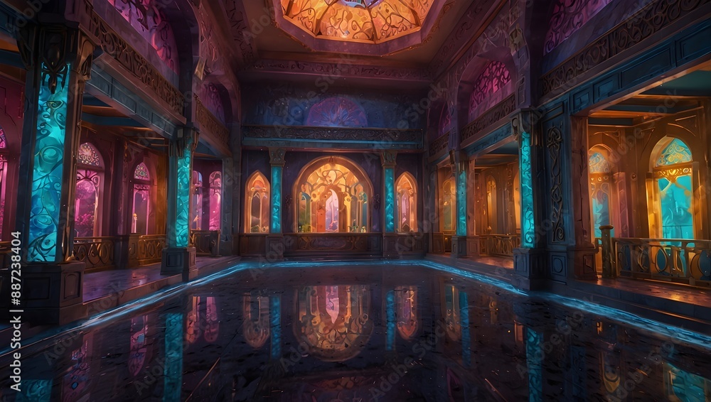 Obraz premium The opulent architecture of Xanadu's palace in vivid detail ai_generated