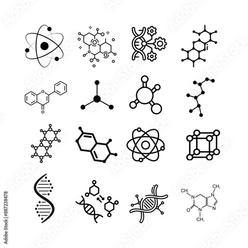Icon set Molecule Illustration vector.