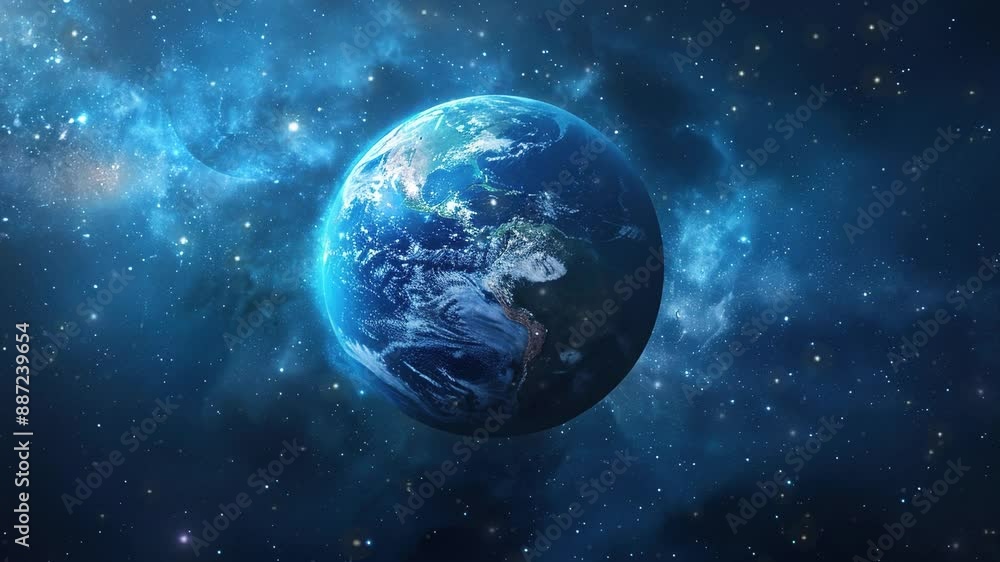 panoramic view of earth in galaxy, planet earth in space panoramic view of earth in galaxy, planet earth in space