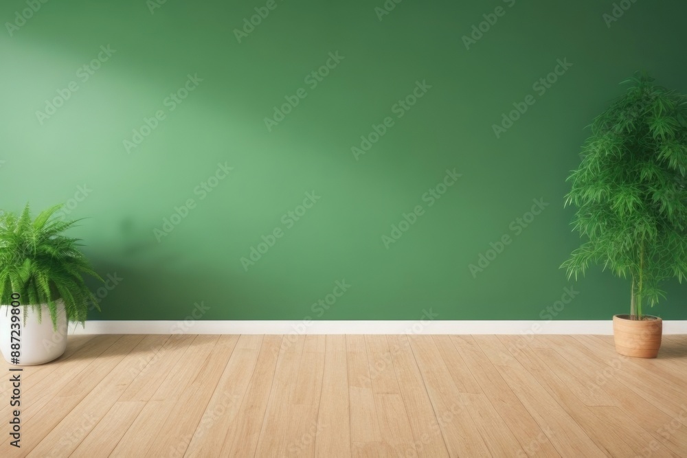 Empty wall with plant on a pot mockup Empty wall with plant on a pot mockup