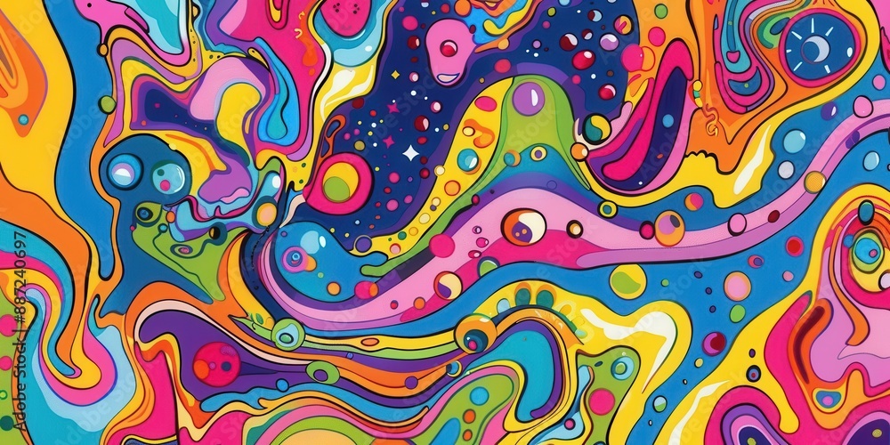Colorful Neon Waves. Groovy retro vibe concept Colorful Neon Waves. Groovy retro vibe concept
