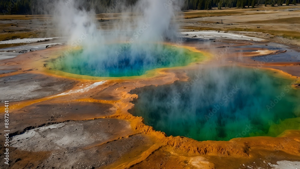 The geologic wonders of Yellowstone's colorful hot springs and bubbling mud pots ai_generated The geologic wonders of Yellowstone's colorful hot springs and bubbling mud pots ai_generated