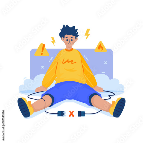 Connection lost unable electrical power vector illustration