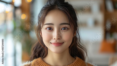 Portrait of a Young Woman in a Coffee Shop