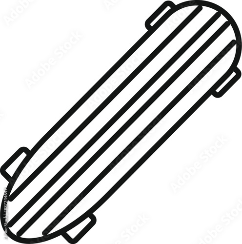 Longboard skateboard deck icon in a simple line art style for sports and recreation