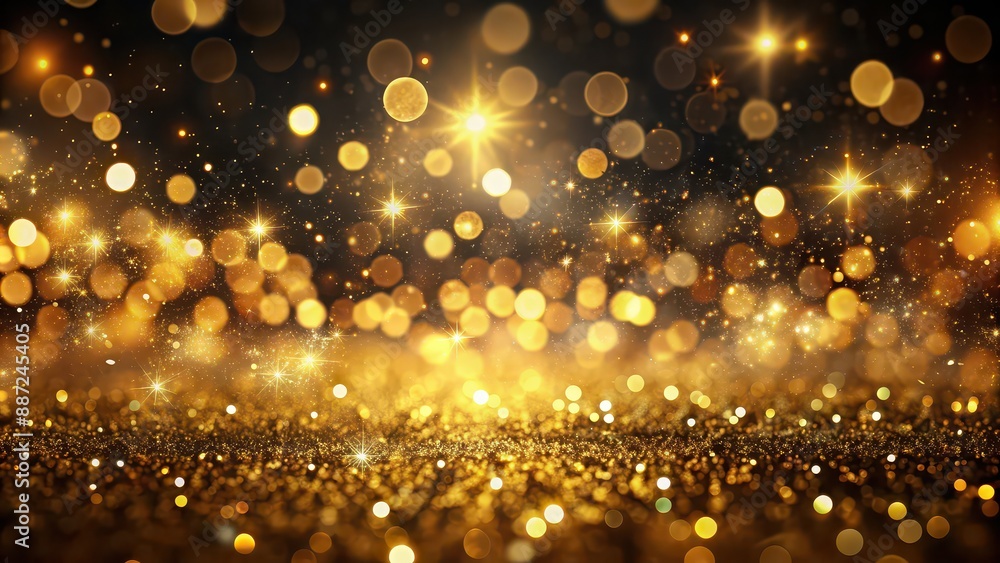 Abstract glittering lights in golden and black hues as the background, glitter, lights, gold, black, abstract Abstract glittering lights in golden and black hues as the background, glitter, lights, gold, black, abstract