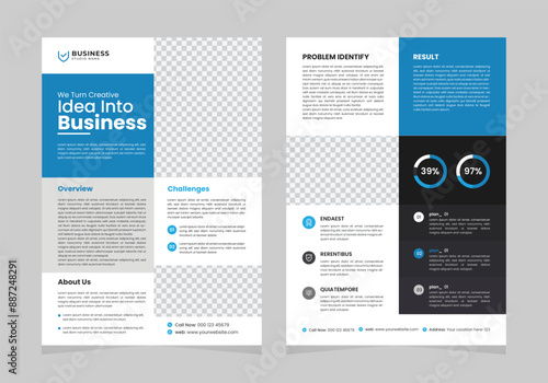 business case study template, corporate case study design, case flyer template, double site design flyer and brochure cover booklet a4 layout template