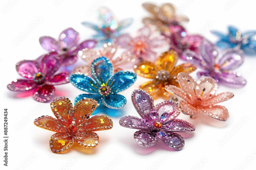 Naklejka premium Glitter brooches, isolated on white