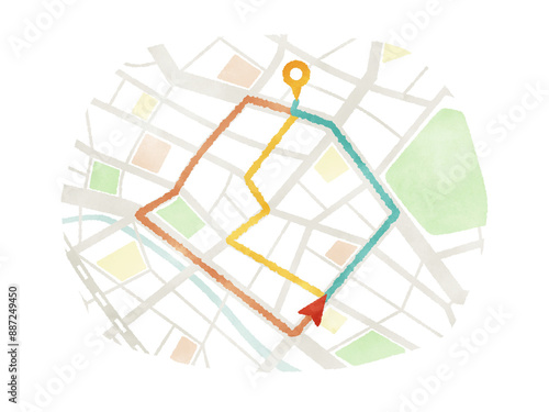 地図上の目的地までの複数ルート