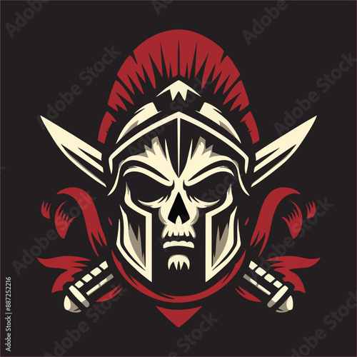 skull head logo design in Spartan army style