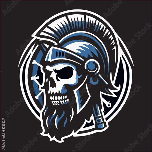skull head logo design in Spartan army style