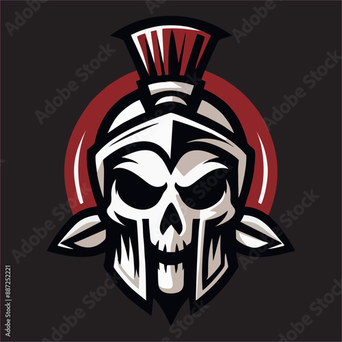 skull head logo design in Spartan army style