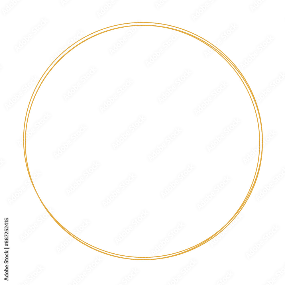 Golden Circle Frame Of Gold Glitter Hand Drawn On Transparent Background. Golden Circle Frame Of Gold Glitter Hand Drawn On Transparent Background.
