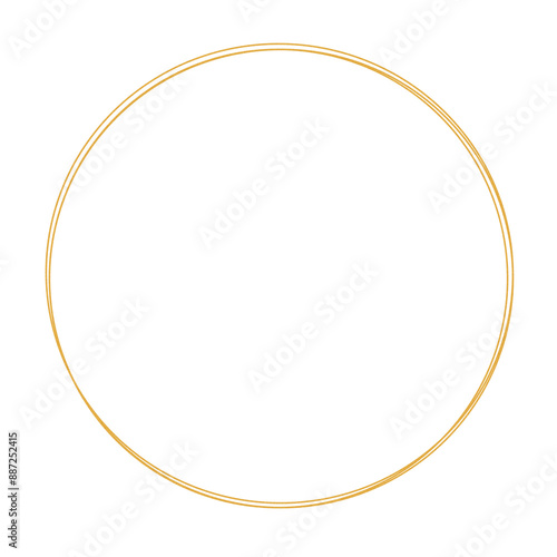 Golden Circle Frame Of Gold Glitter Hand Drawn On Transparent Background.