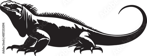 Marine iguana silhouettes vector art illustration