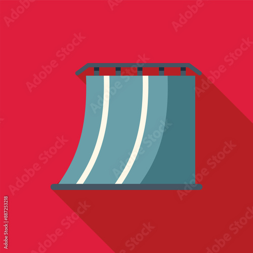 Bobsleigh start gate winter sport icon in flat style with long shadow on red background