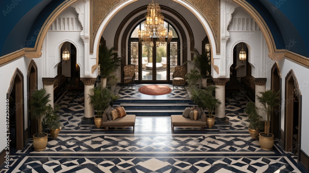 Fototapeta premium Grand entrance with a vaulted ceiling and a handcrafted mosaic floor 