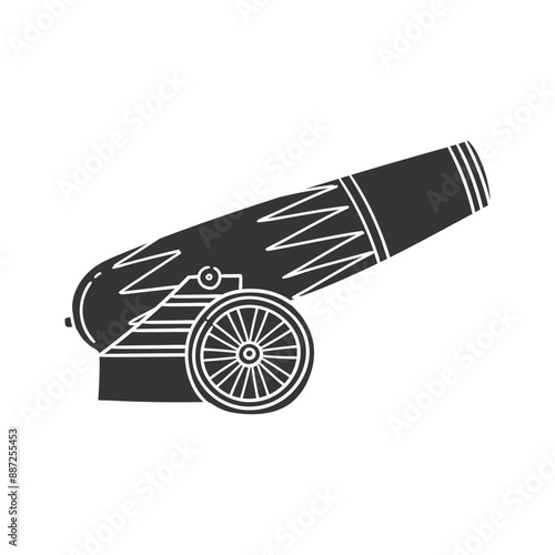 Circus Cannon Icon Silhouette Illustration. Performance Vector Graphic Pictogram Symbol Clip Art. Doodle Sketch Black Sign.