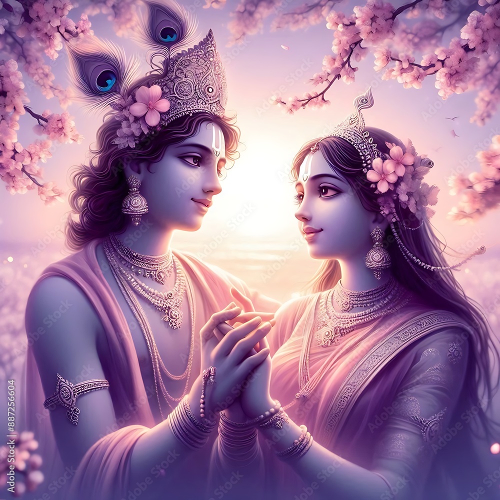 Naklejka premium The Divine love of Radha Krishna