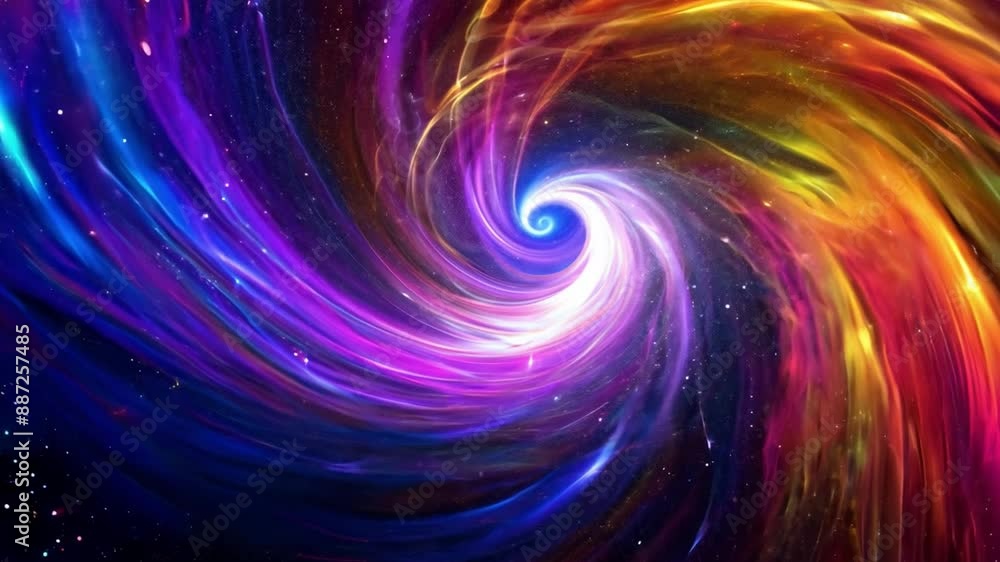 A swirling galaxy with vibrant colors of purple, blue, red, and yellow. The galaxy is full of energy, creating a sense of movement and wonder. A swirling galaxy with vibrant colors of purple, blue, red, and yellow. The galaxy is full of energy, creating a sense of movement and wonder.