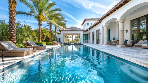 Wallpaper Mural Luxurious poolside relaxation at a tropical villa. Torontodigital.ca