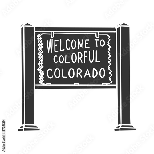 Colorado Icon Silhouette Illustration. Road Sign Vector Graphic Pictogram Symbol Clip Art. Doodle Sketch Black Sign.